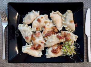 Traditional polish Pierogi stuffed dumplings