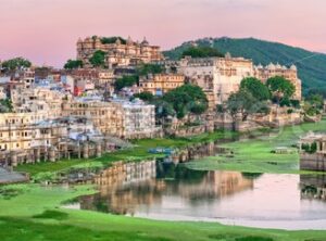 View of Udaipur, India, on sunset