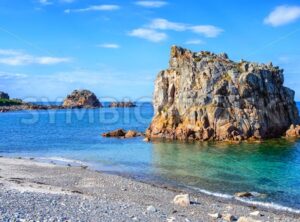 White stone beach on Pink Granite Coast, Brittany, France