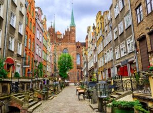 Traditional gothic houses in the old town of Gdansk, Poland