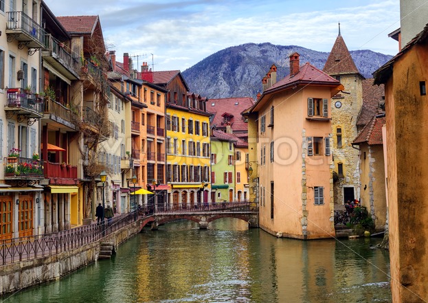 Medieval old town and Thiou river, Annecy, Savoy, France - GlobePhotos ...