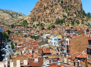 Afyon town and Karahisar castle, Turkey