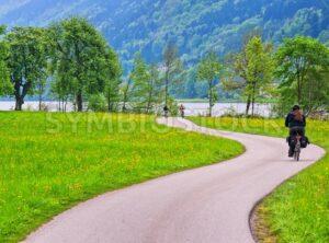 Bicycle track on Danube river in Austria