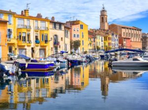 Colorful houses on canal of the old town of Martigues, France