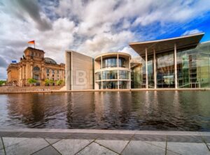 Old and new Bundestag buildings, Berlin, Germany