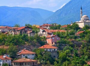 Ottoman houses and white mosque, Safranbolu, Turkey