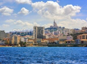 Panoramic view of Marseilles town, France