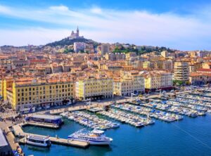 View of the historical old town of Marseilles, France