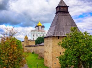 The Watch Tower and Trinity Church in Pskov Kremlin, Russia