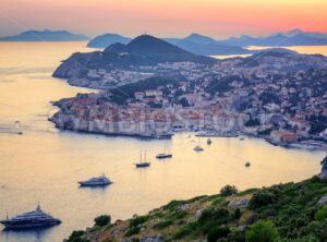 Old town of Dubrovnik on sunset, Croatia