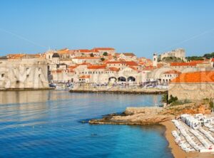 Sand beach in medieval town Dubrovnik, Croatia