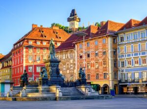 Central square in the Old Town of Graz, Austria