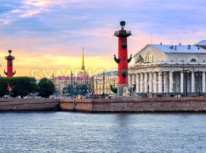 Cityscape of St Petersburg, Russia, on sunset