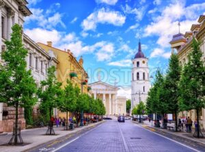 Gediminas Avenue and Cathedral square, Vilnius, Lithuania,