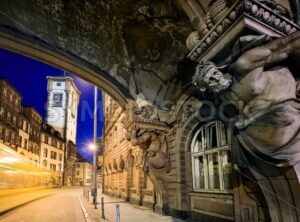 Night scene in the old town of Frankfurt Main, Germany - GlobePhotos - royalty free stock images
