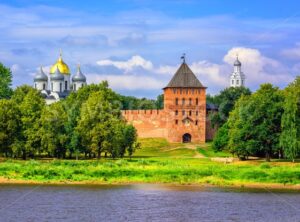 Novgorod Kremlin walls and churches, Russia