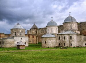 Orhtodox churches inside Ivangorod Fortress, Russia - GlobePhotos - royalty free stock images