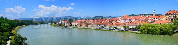 Panorama of the old town Maribor on Drava river, Slovenia