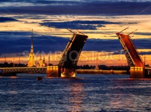 The Palace Bridge on Neva river, St Petersburg, Russia