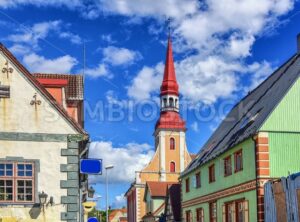 Traditional colorful buildings in Parnu, Esonia - GlobePhotos - royalty free stock images