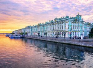 Winter Palace on Neva river, St Petersburg, Russia