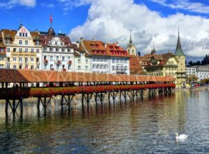 Chapel Bridge in the old town of Lucerne, Switzerland - GlobePhotos - royalty free stock images