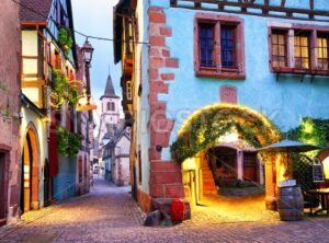 Colorful town of Riquewihr, Alsace, France - GlobePhotos - royalty free stock images