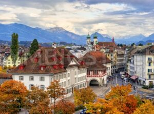 Panoramic view of Lucerne old town, Switzerland - GlobePhotos - royalty free stock images