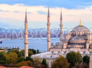 Blue Mosque and Bosporus panorama, Istanbul, Turkey - GlobePhotos - royalty free stock images