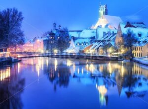 Christmas winter evening in small german town, Germany - GlobePhotos - royalty free stock images
