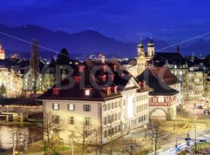 Lucerne, Switzerland, panoramic view at evening - GlobePhotos - royalty free stock images