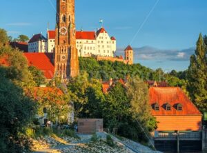 Medieval old town of Landshut on Isar river, Germany - GlobePhotos - royalty free stock images