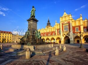 Cloth Hall and Adam Mickiewicz Monument, Krakow, Poland - GlobePhotos - royalty free stock images