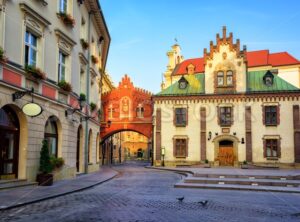 Little street in the old town of Krakow, Poland - GlobePhotos - royalty free stock images