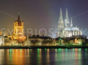 Night panoramic view of Cologne, Germany - GlobePhotos - royalty free stock images