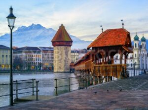 Old town of Lucerne with Mount Pilatus, Switzerland - GlobePhotos - royalty free stock images