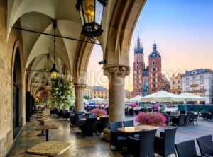 St Mary’s Basilica and Main Market Square in Krakow, Poland - GlobePhotos - royalty free stock images