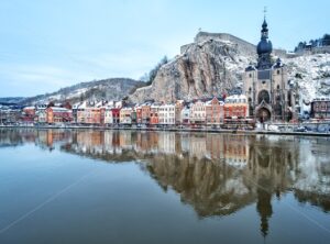 The citadel, Collegiate Church and Meuse, Dinant, Belgium - GlobePhotos - royalty free stock images
