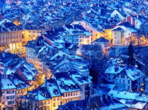 Bern Old Town snow covered in winter, Switzerland - GlobePhotos - royalty free stock images