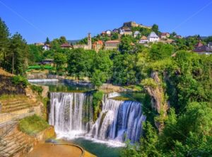 Jajce town and Pliva Waterfall, Bosnia and Herzegovina - GlobePhotos - royalty free stock images