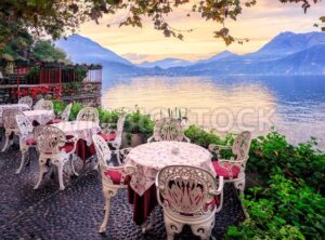 Lake Como and Alps Mountains on sunset, Italy - GlobePhotos - royalty free stock images