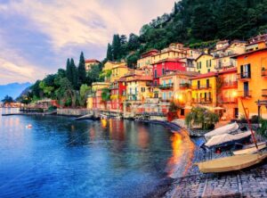 Town of Menaggio on sunset, Lake Como, Milan, Italy - GlobePhotos - royalty free stock images