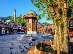Sebilj fountain in the Old Town of Sarajevo, Bosnia - GlobePhotos - royalty free stock images