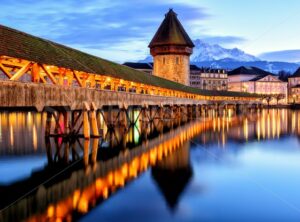 Chapel Bridge in the Old Town of Lucerne, Switzerland, - GlobePhotos - royalty free stock images