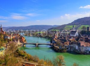 Laufenburg town on Germany – Switzerland border, Rhine - GlobePhotos - royalty free stock images