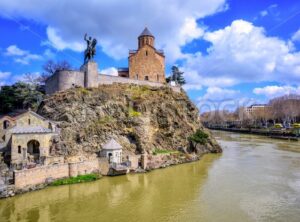 Metekhi Church and Kura River, Tbilisi, Georgia - GlobePhotos - royalty free stock images