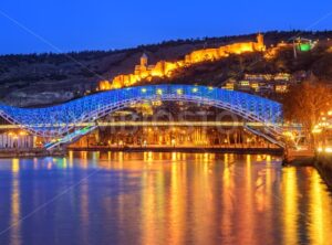 The Europe Bridge and Narikala Fortress, Tbilisi, Georgia - GlobePhotos - royalty free stock images