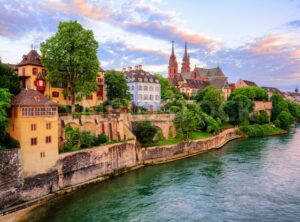 Basel Old Town with Munster cathedral and Rhine, Switzerland - GlobePhotos - royalty free stock images