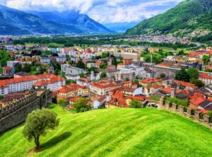 Bellinzona Old Town in Alps Mountains, Switzerland - GlobePhotos - royalty free stock images