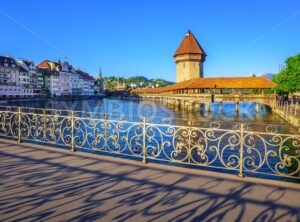 Chapel bridge and Old Town, Lucerne, Switzerland - GlobePhotos - royalty free stock images